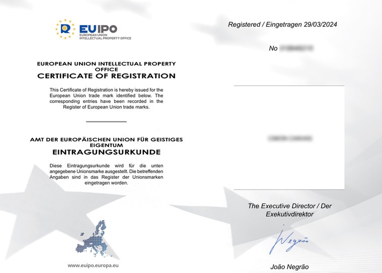 EUIPO 유럽상표 등록증